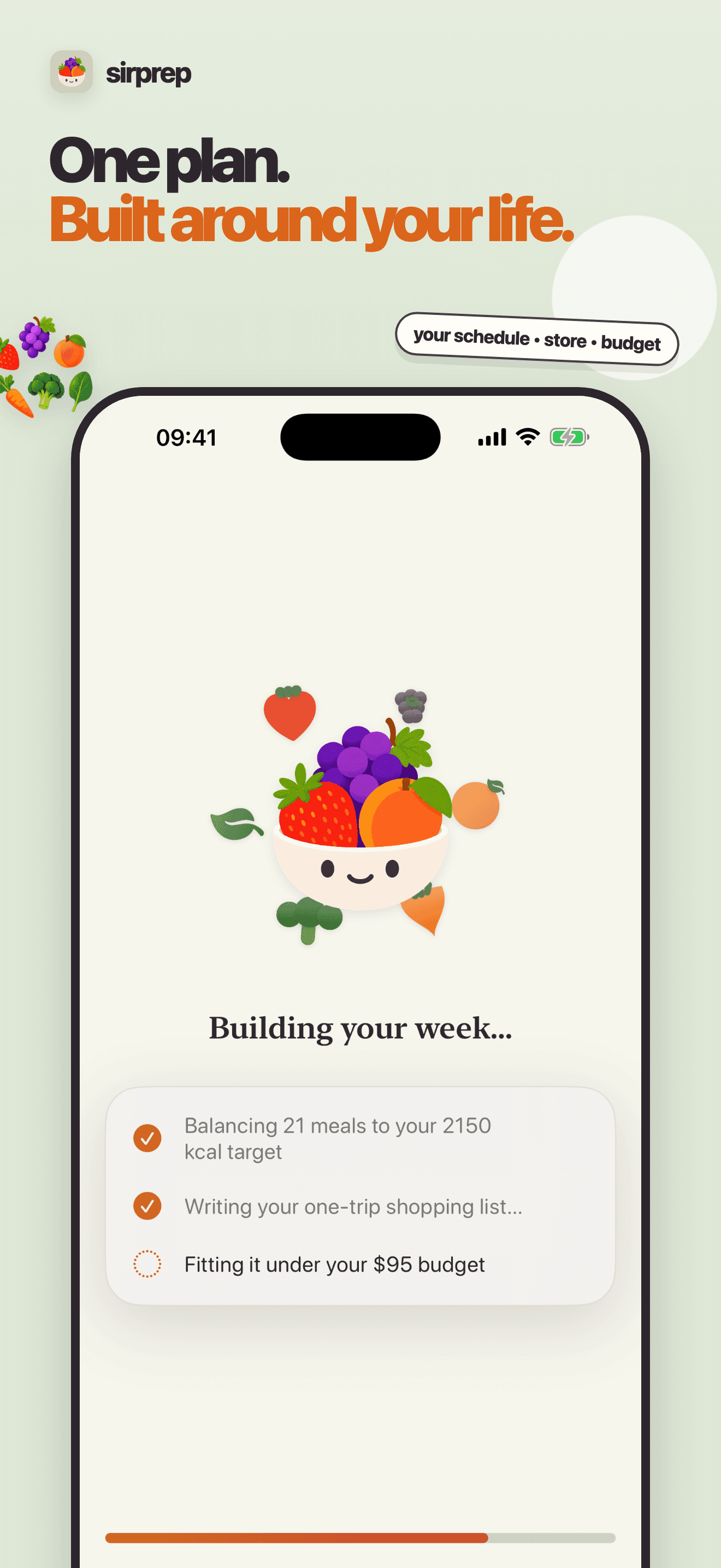 sirprep building a personalized weekly meal plan